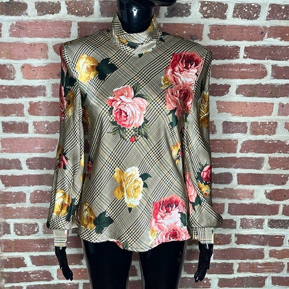 Vintage 100% Silk Blouse Linda Allard Ellen in Bold Print - Picture 2 of 7